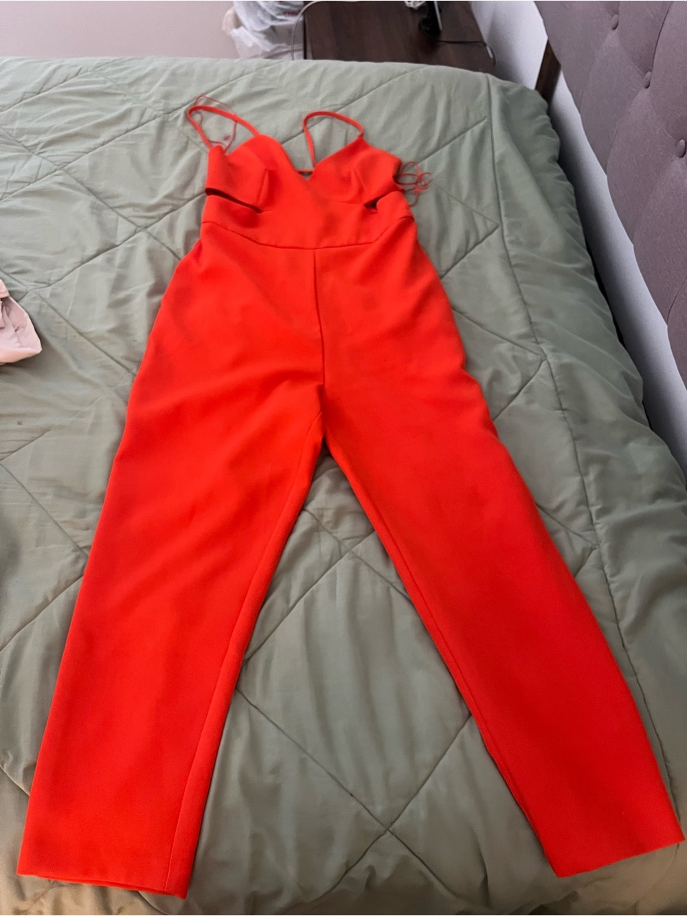 Express Bright Red Spaghetti-Strap Jumpsuit